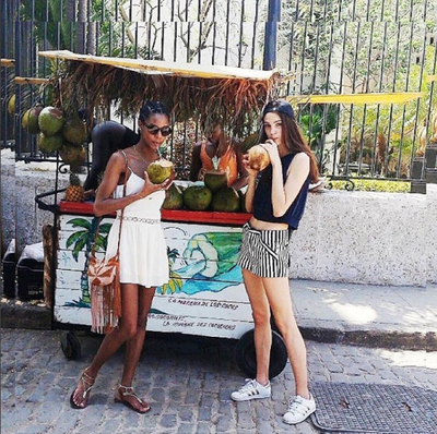 Models Karly Loyce and Camille Hurel hydrated, the Cuban way.