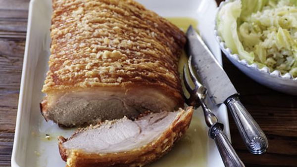 Roast pork loin with cabbage rice