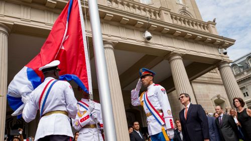 Cuban flag flies in Washington for first time in 54 years