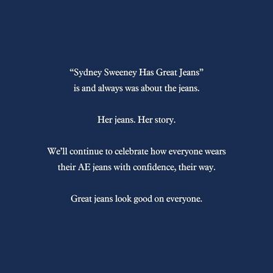 American Eagle statement in response to Sydney Sweeney 'Great Jeans' campaign