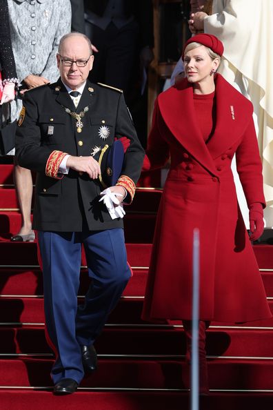 princess charlene and prince albert of monaco for national day appearance with children