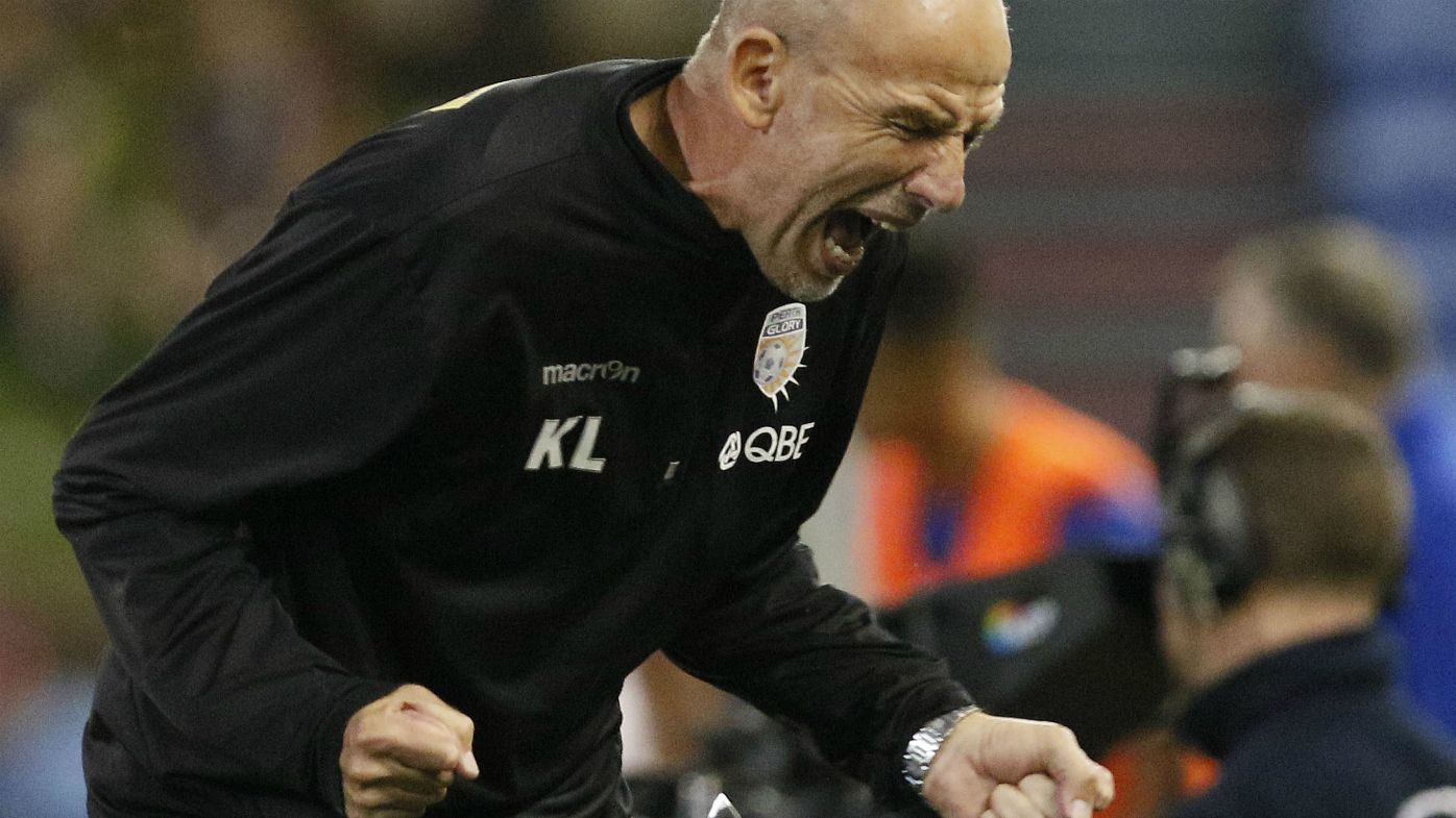 Perth Glory coach Kenny Lowe during the Round 26 A-League match 