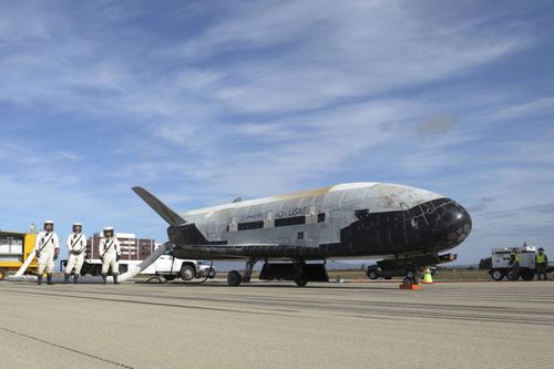 X-37B Orbital Test Vehicle at NASA's Kennedy Space Centre in Florida.