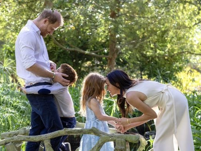 Prince Harry and Meghan, the Duke and Duchess of Sussex, with their children Prince Archie and Princess Lilibet, pictured for their 2025 Christmas card.