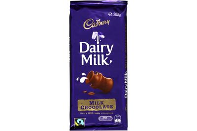 About four squares of a Cadbury's Dairy Milk block equal 100 calories