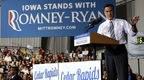 Defeated presidential contender Mitt Romney in Cedar Rapids, Iowa. (AAP)