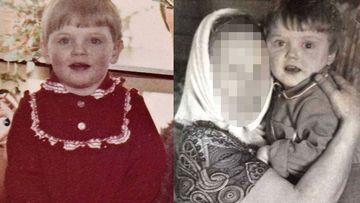 Olga (left) in a split image with her birth mother as a child (right).