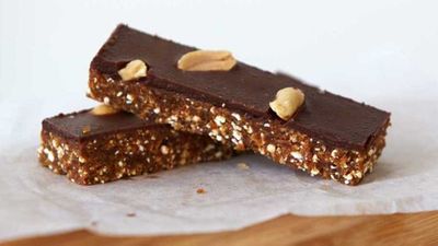 Recipe: <a href="http://kitchen.nine.com.au/2016/10/27/16/18/urban-orchards-raw-snickers-bar" target="_top">Urban Orchard's raw not-snickers bar</a>