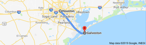 The I-45 is a main artery connecting Houston and Galveston.