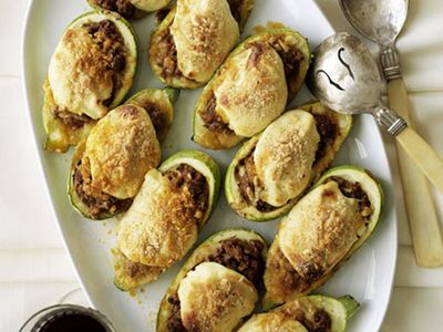 Grey zucchini stuffed with meat and bechamel sauce