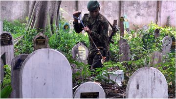 The remains of a suicide bomber who attacked a church in eastern Sri Lanka on Easter Sunday have been exhumed after protests demanding they be moved from a local cemetery.