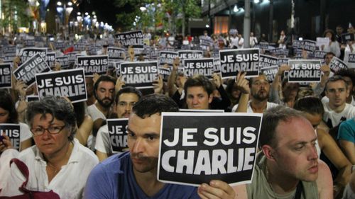 An earlier rally in support of the Charlie Hebdo victims was also held in Martin Place. (AAP)
