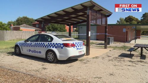 Police at the scene this afternoon.