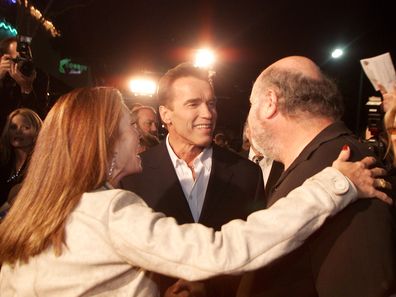 Maria Shriver, Arnold Schwarzenegger and Rob Reiner at the premiere of Collateral Damage at the Village Theater in Los Angeles, Feb. 4, 2002.
