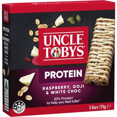 Uncle Toby's Protein Raspberry, Goji & White Choc Muesli Bars 