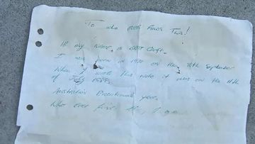 This is the letter a Gold Coast family found in their own backyard