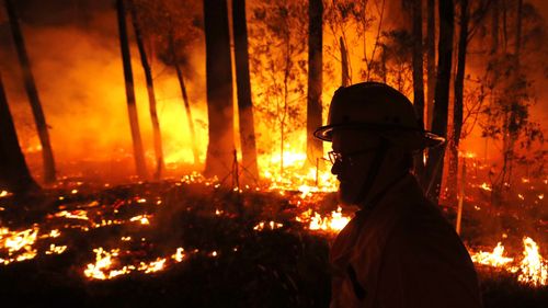 Crews backburning between the towns of Orbost and Lakes Entrance in east Gipplsland on January 2.