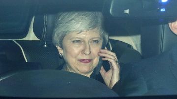 Prime Minister Theresa May leaves parliament's Carriage Gates in Westminster.
