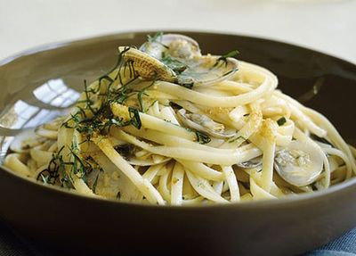 Recipe:&nbsp;<a href="http://kitchen.nine.com.au/2016/05/19/19/40/linguine-with-clams-bottarga-garlic-and-chilli" target="_top">Linguine with clams, bottarga, garlic and chilli</a>