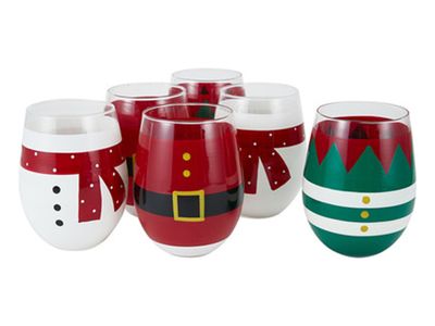 Santa and Friends Stemless Glasses