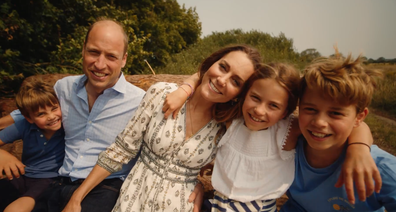 The Prince and Princess of Wales with their children in a family video