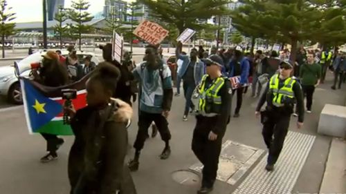 Members of Melbourne's African community have rallied against racism. 