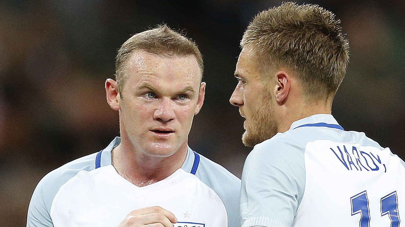 England's Wayne Rooney (left) and Jamie Vardy (AAP)