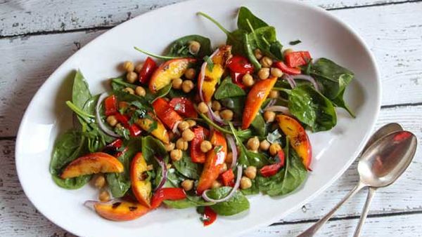 Liliana Battle's grilled nectarine, capsicum and chickpea salad