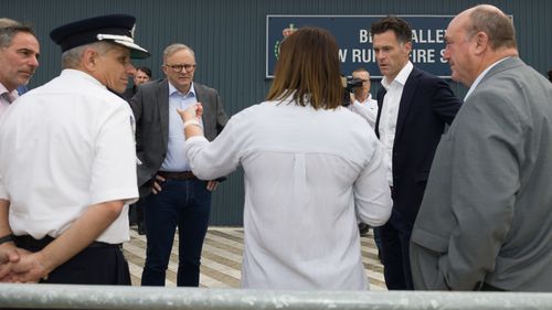 Prime Minister Anthony Albanese with NSW Premier Chris Minns during a visit to Bega after a bushfire