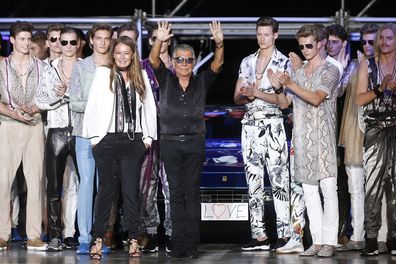 Italian fashion designer Roberto Cavalli after presenting the Roberto Cavalli men's Spring-Summer 2015 collection, part of the Milan Fashion Week, in Milan, Italy, June 24, 2014.