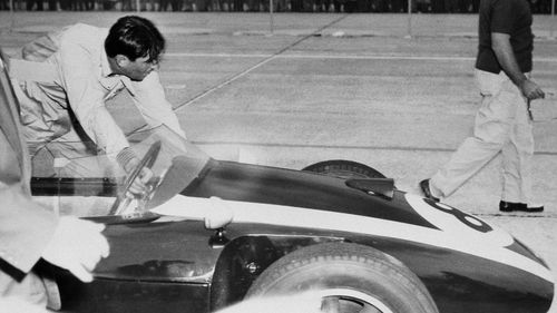 In 1959, Sir Brabham pushed his Cooper Climax to the finish line after running out of fuel in the last lap of the US Grand Prix in Florida (AAP)
