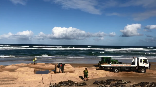 An excavator and a tow truck were required to pull the vehicle upright. (Supplied)