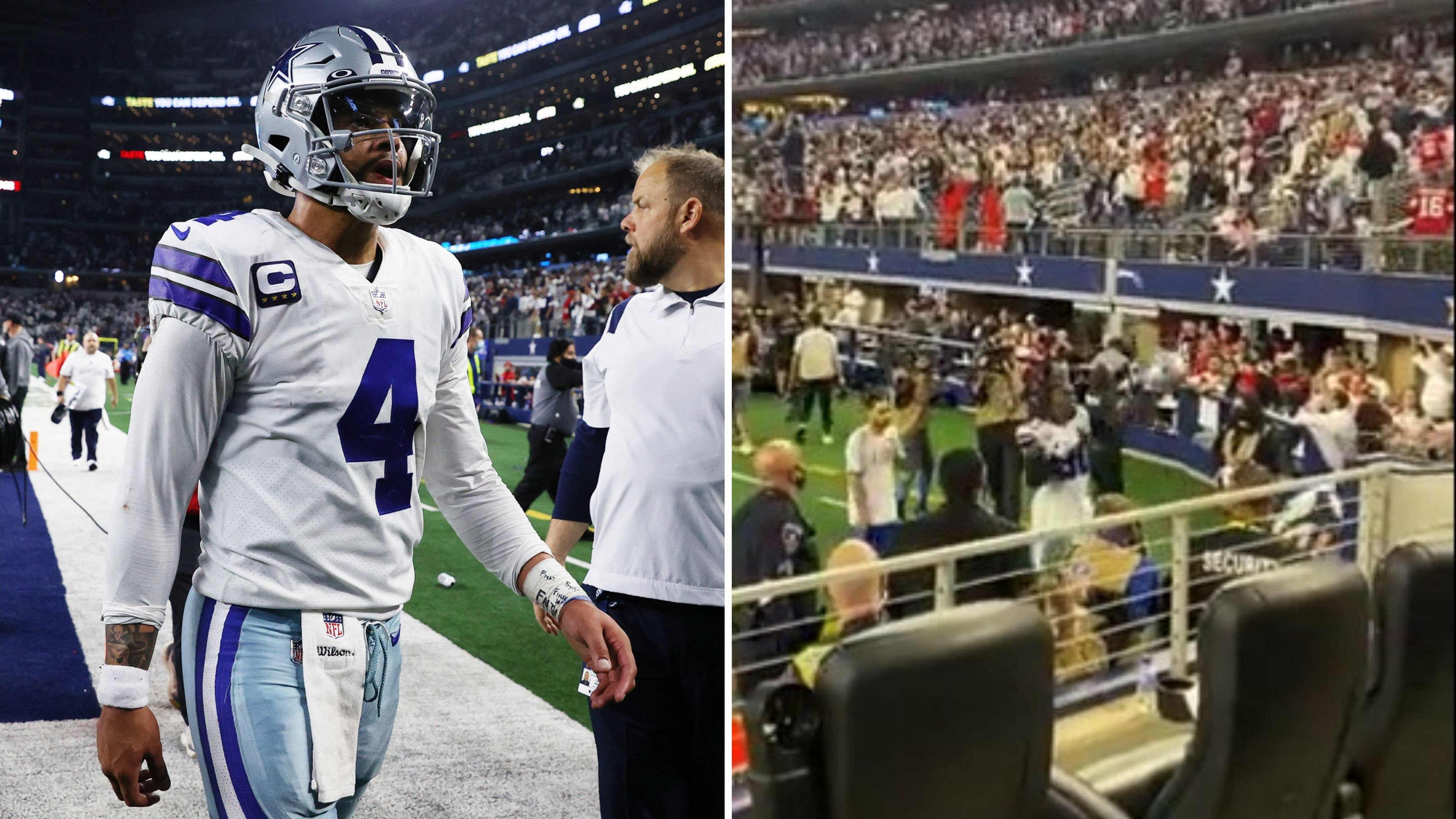Dallas Cowboys fans hurl bottles and rubbish, star's disgraceful comments after chaotic end to NFL game