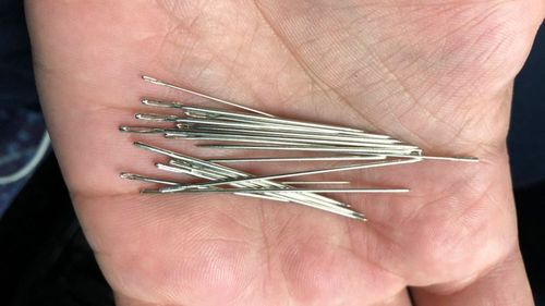 More than a dozen needles were found.
