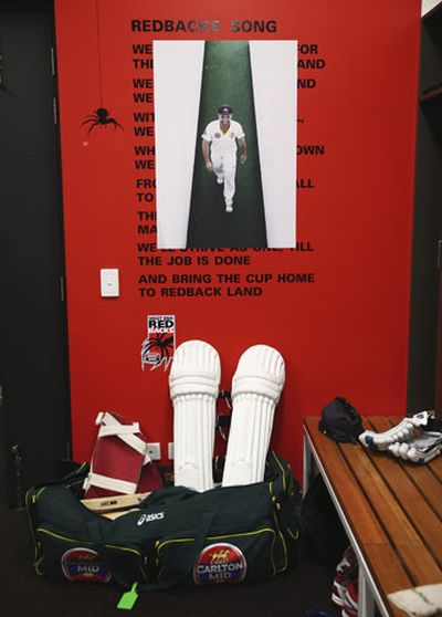 An extra kit bag - for Hughes - was placed below a photo.