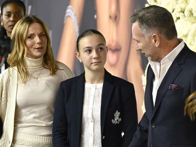 Geri Halliwell and husband Christian Horner put on a united front at premiere of Victoria Beckham’s docuseries after Red Bull axing