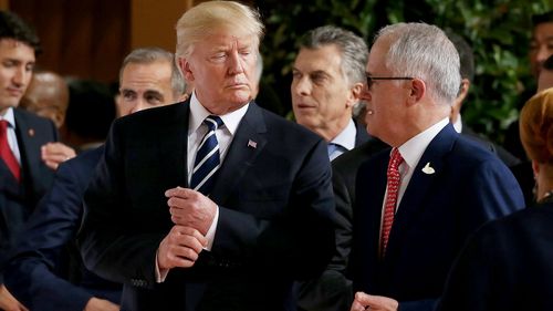 Trump and Turnbull reunite at G20 for first time since leaked impersonation