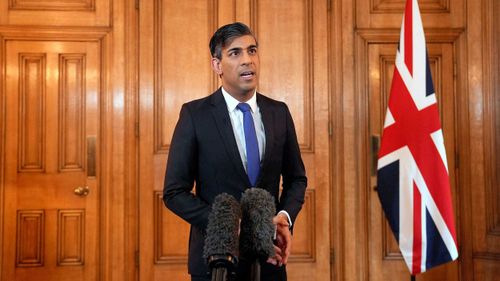 Metropolitan police said a constable working on the UK Prime Minister Rishi Sunak, pictured in May, protection team was arrested for allegedly making bets regarding the general election.