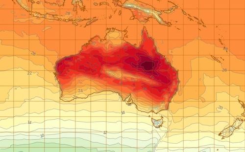 The intense heat is hovering over Queensland and making its way through New South Wales. (BoM)