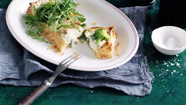 Broccoli and salt cod torta