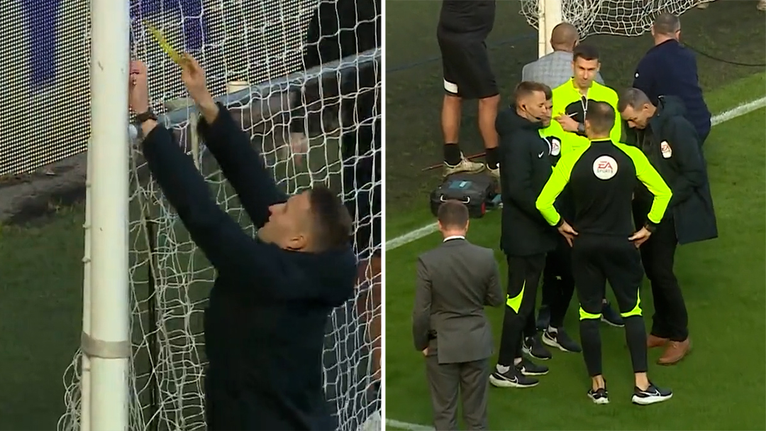 Farcical goalpost quirk delays Championship match after officials' tape measure inspection