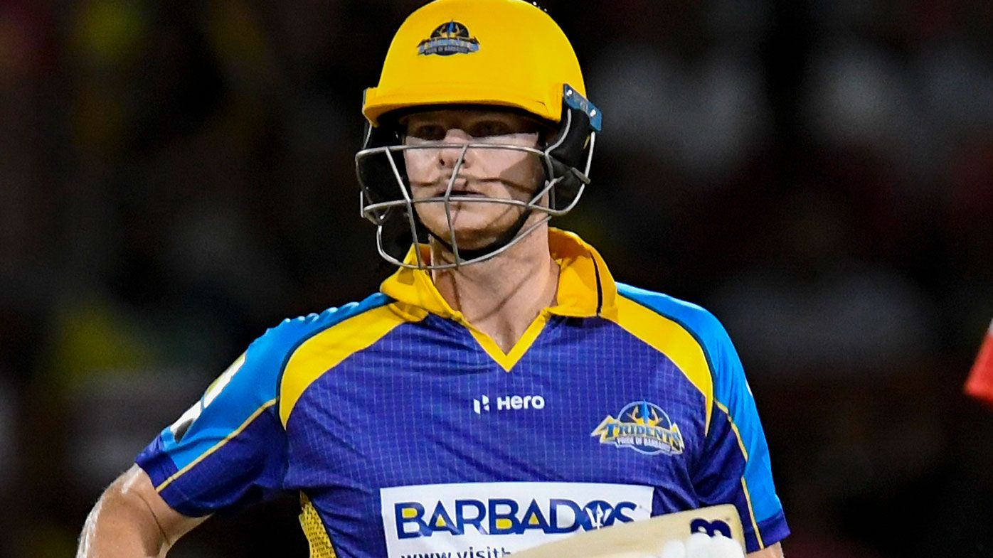 Steve Smith walks before being given out LBW in Caribbean Premier League debut