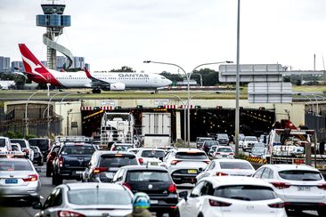A Qantas plane at Sydney Airport.