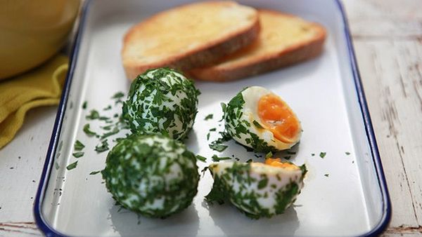 Herbed boiled eggs