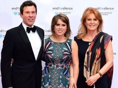 Sarah "Fergie" Ferguson with daughter Eugenie and future son-in-law Jack Brooksbank