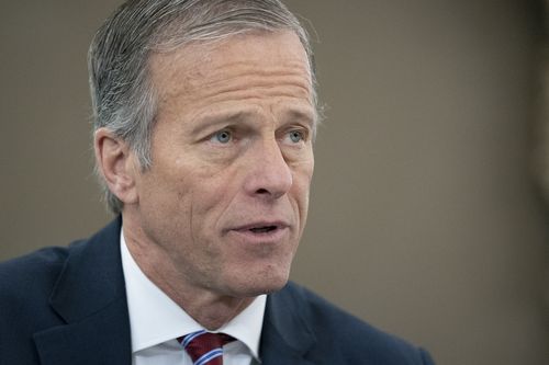 Senator John Thune, a Republican from South Dakota, speaks during a Senate Commerce, Science and Transportation Subcommittee hearing in Washington, D.C., U.S., on Wednesday, Dec. 8, 2021.