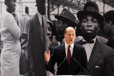 LONDON, ENGLAND - JUNE 22: Prince William, Duke of Cambridge speaks during the unveiling of the National Windrush Monument at Waterloo Station on June 22, 2022 in London, England. (Photo by John Sibley - WPA Pool/Getty Images)