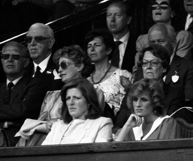 Lady Jane Fellowes and Princess Diana at Wimbledon.