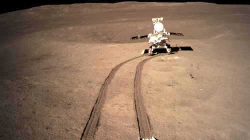 China's lunar rover leaves wheel marks after leaving the lander that touched down on the surface of the far side of the moon earlier this year.