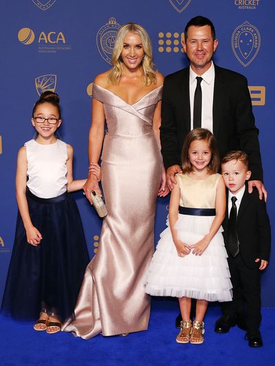 Ricky Ponting and wife Rianna with their three children&nbsp;